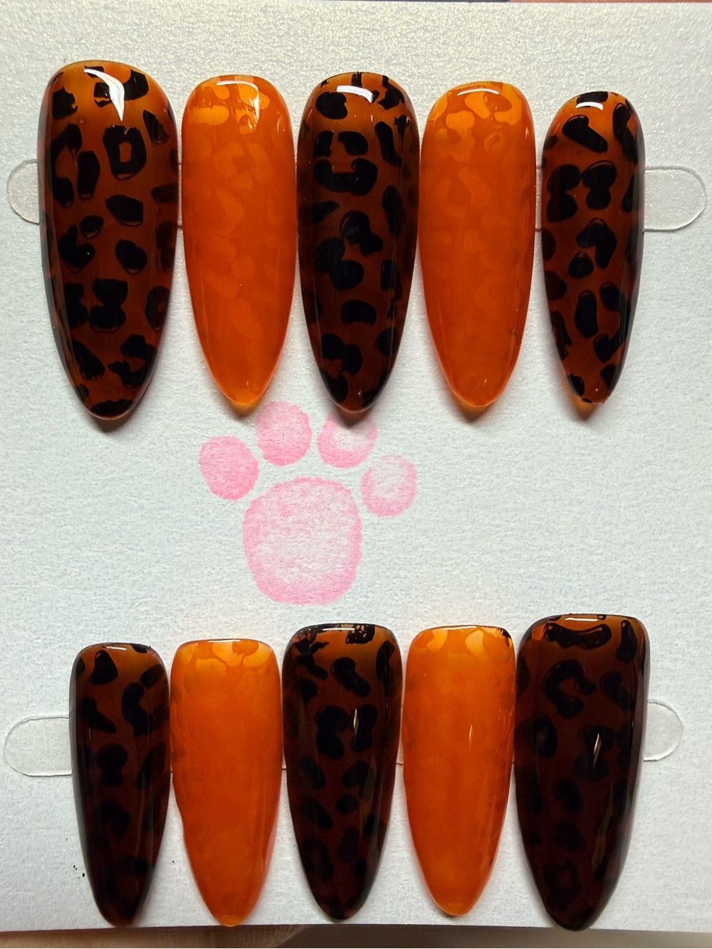 Orange/ brown Leopard Print press on nails size small